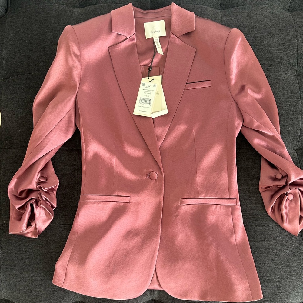 COPY - Cinq a Sept , taupe or dark pink satin jacket blazer, size 00 or S/XS